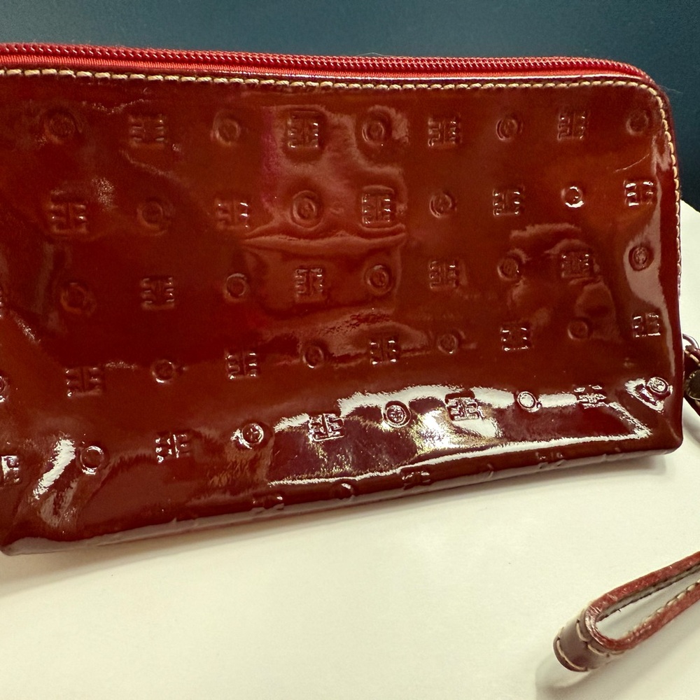 Arcadia Embossed Patent Leather Clutch
